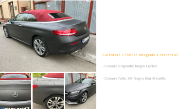 Mercedes C  Class Cabrio  Colantare / Foliere integrala a caroseriei - Culoare originala: Negru Lucios  - Culoare folie: 3M Negru Mat Metallic