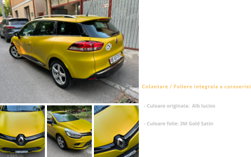 Renault Clio   Colantare / Foliere integrala a caroseriei - Culoare originala:  Alb lucios  - Culoare folie: 3M Gold Satin